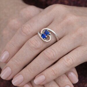 Simulated Blue Zircon Ring